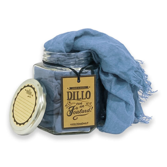 FOULARD CANAPA E VISCOSA AZZURRO