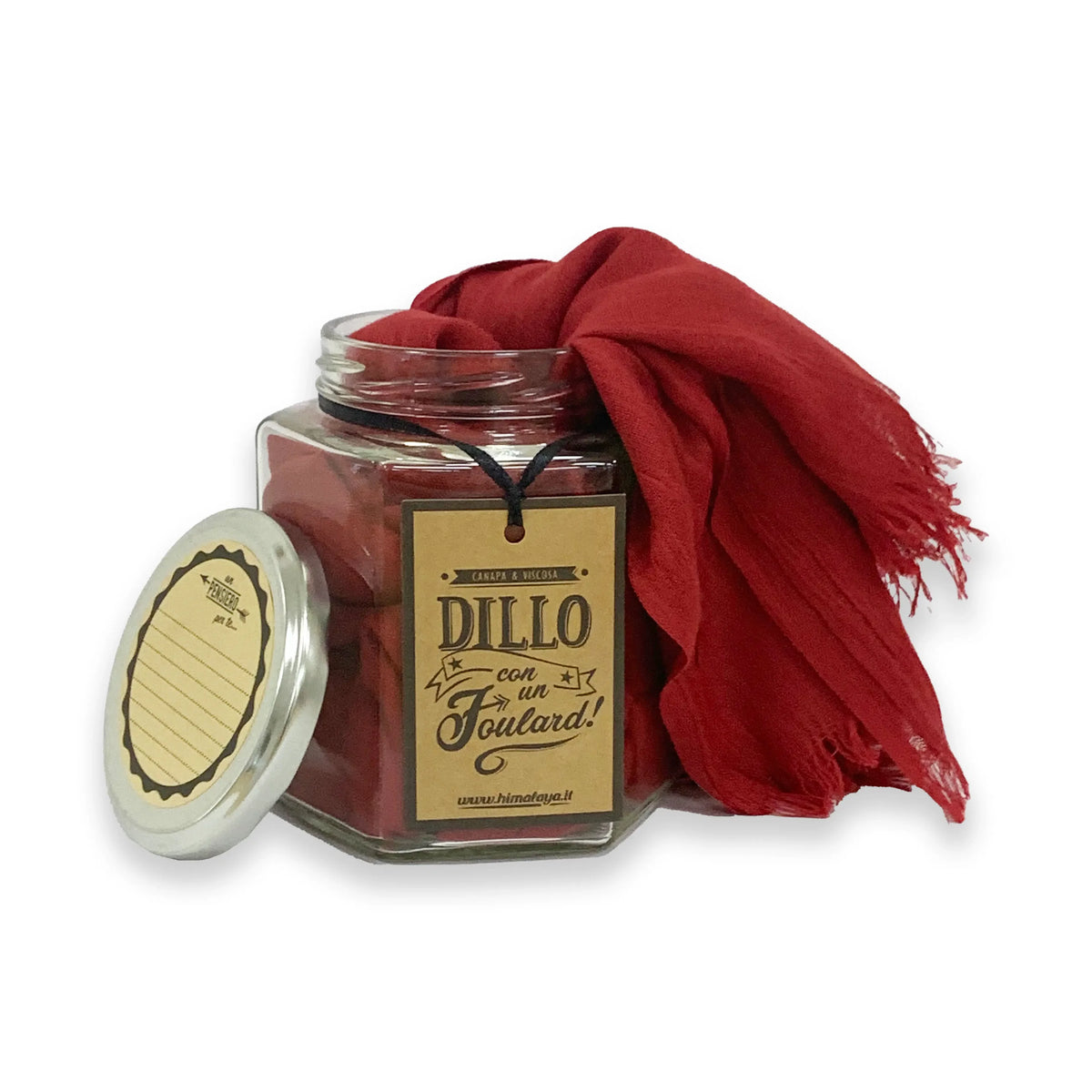 FOULARD CANAPA E VISCOSA ROSSO